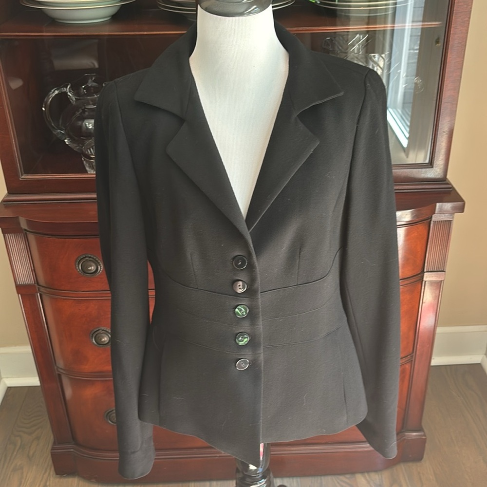 NINA MCLEMORE Black Wool and Silk Blazer Size 6